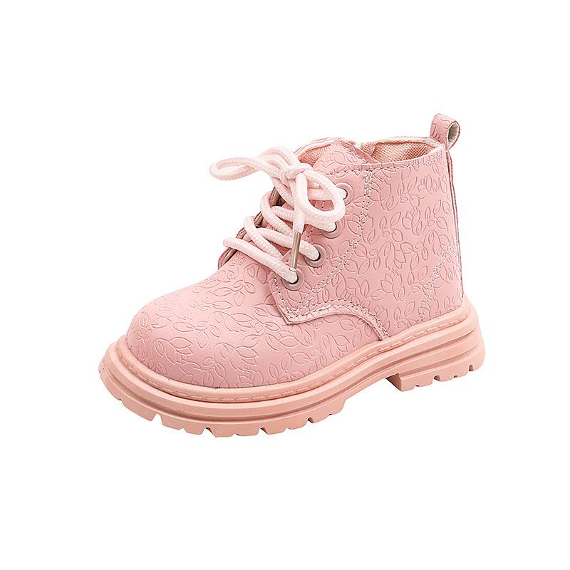 Children's Autumn Boots New Non-slip Girl's Ankle Boot Thick Bottom Versatile Kids Causal School Black Leather Boots Round-toe