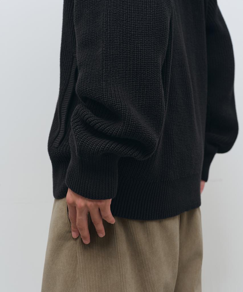 Musinsa Standard Ribbed Knit Hooded Cardigan [Black]
