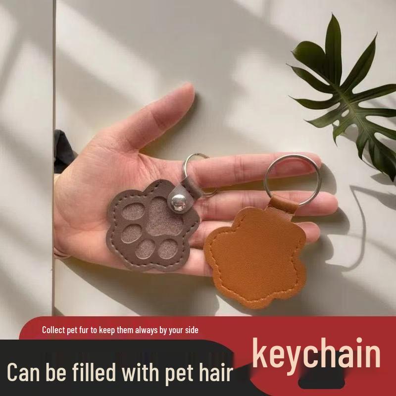 Pet Hair Keepsake Keychain: Creative Dog Paw Photo & Hair Storage Souvenir