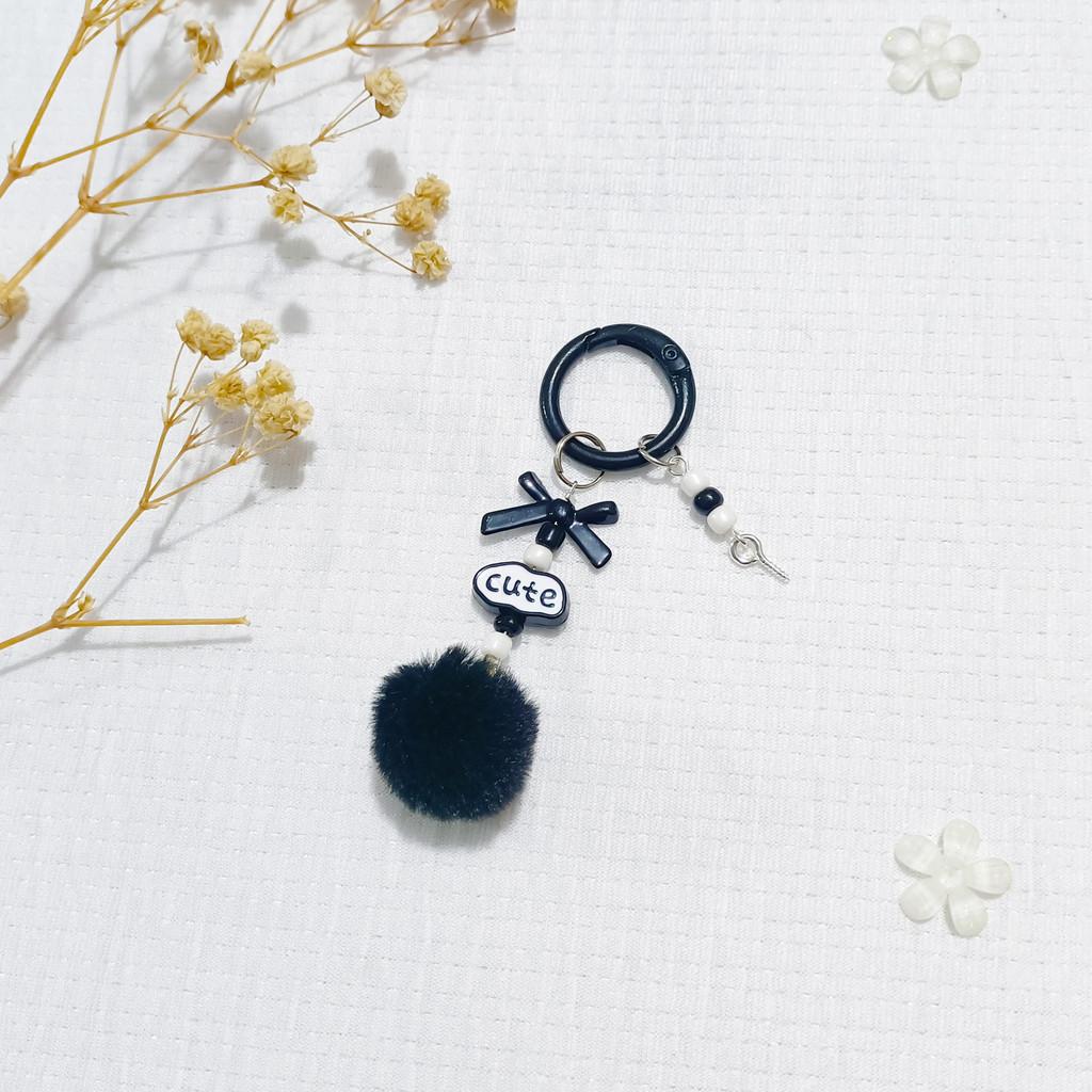 Colorful Ball Keychain With Diy Letter Beads For Bag And Phone Accessories