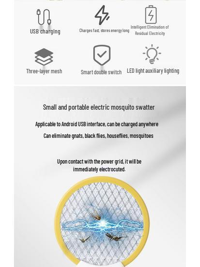 Portable Mini USB Electric Mosquito Swatter for Home & Car