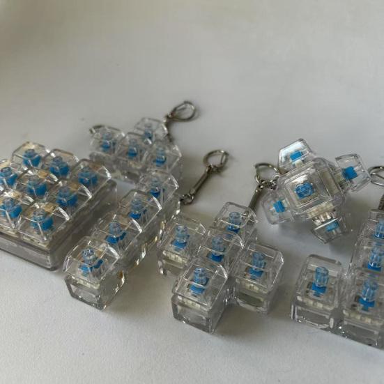 9 Keys Keyboard Fidget Keychain Stress Anxiety Relief Portable Travel Quiet Kids Adults Mechanical Keyboard Clicking Sensory Keycap Toy