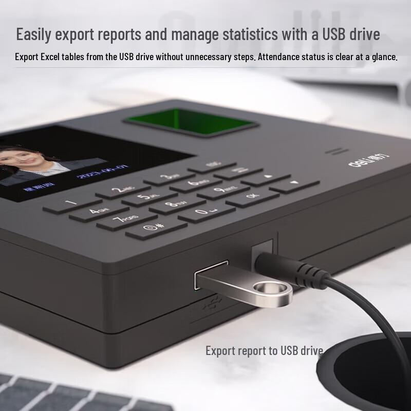 Deli AH101 Facial Recognition & Fingerprint Time Attendance System CN Plug (adapter Included)