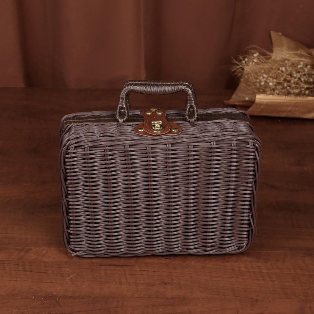 Simulation Weave Rattan Storage Box Household Wedding Suitcase ‘ Picnic Woven Baskets Wedding