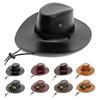 Leder Cowboyhut Herren Große Hutkrempe Jazzhut Damen Outdoor Sonnenschutz Ritterhut
