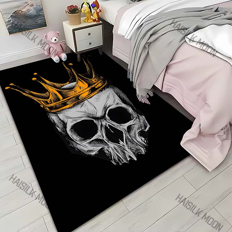 Multi Size Skeleton King Print Carpet for Living Room Bedroom Bedside Floor Mat Cloakroom Kids Activity Area Rugs Large Size