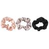 Giovanni Satin Hair Scrunchie, Extra Large, Blusher, Gray and Black, 3 Pieces