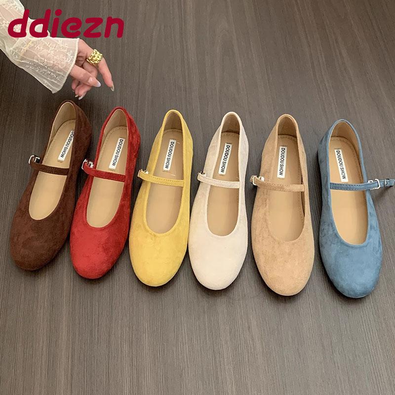 Fashion Footwear Buckle Strap Ladies Flats Mary Janes Shoes Female Shallow Fashion Round Toe Women Ballet Flats Dance Shoes New 2025