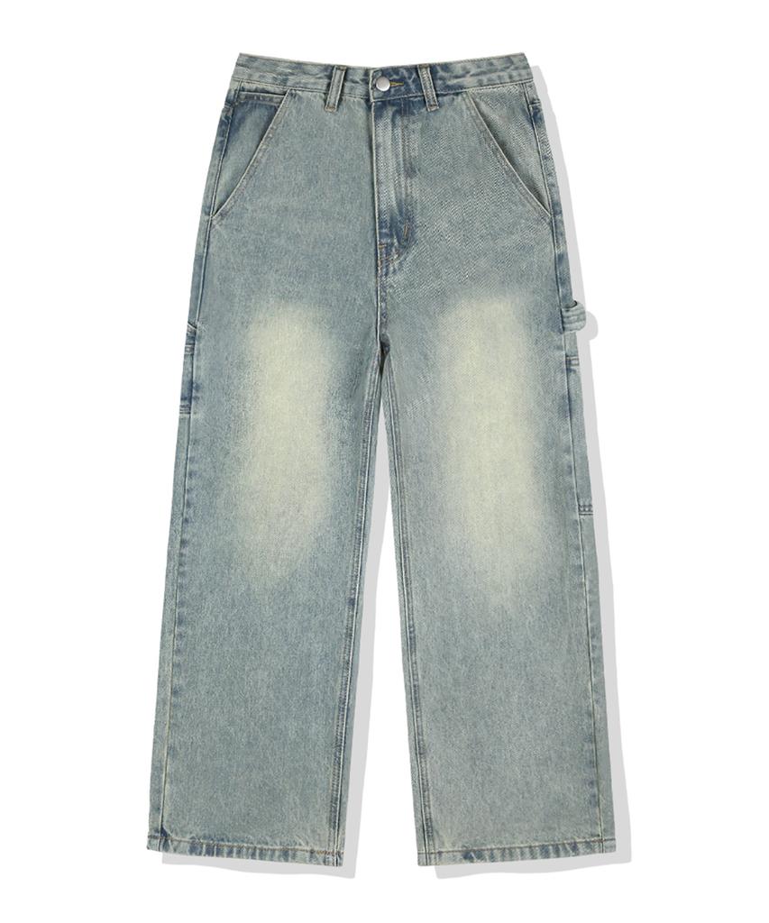 ANEWBROS Remy Carpenter Balloon Wide Washed Denim Pants 4 Colors [Anbd_6023] (A Type)