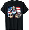 Gnome American Saluting USA Flag 4th Of July Cat Lover Funny Gift Unisex TShirt