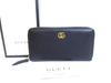 Authentic Marmont G Black Leather Round Zip Long Wallet #8724 Used