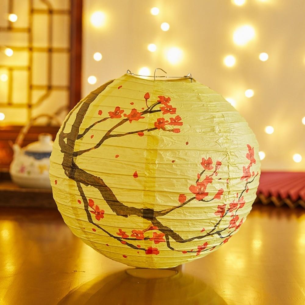 Flower Letter Printed Festival Lantern Hanging Fu Character Chinese Lantern 30cm Round Paper Lantern Mid-Autumn Festival