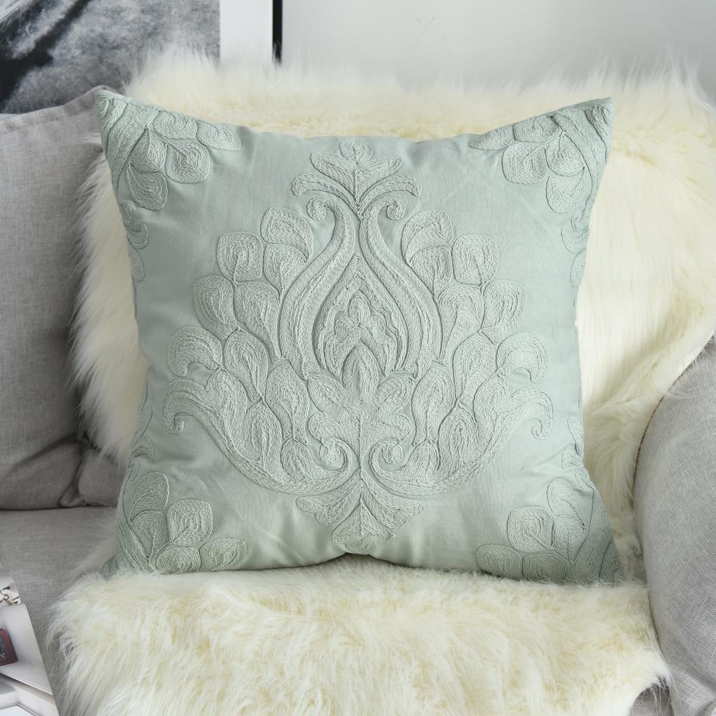 Beige Euro Rope Thread Embroidery Cushion Cover Home Decoration Linen Cotton Boho Style Ethnic Pillow Cover 50x50cm Pillow
