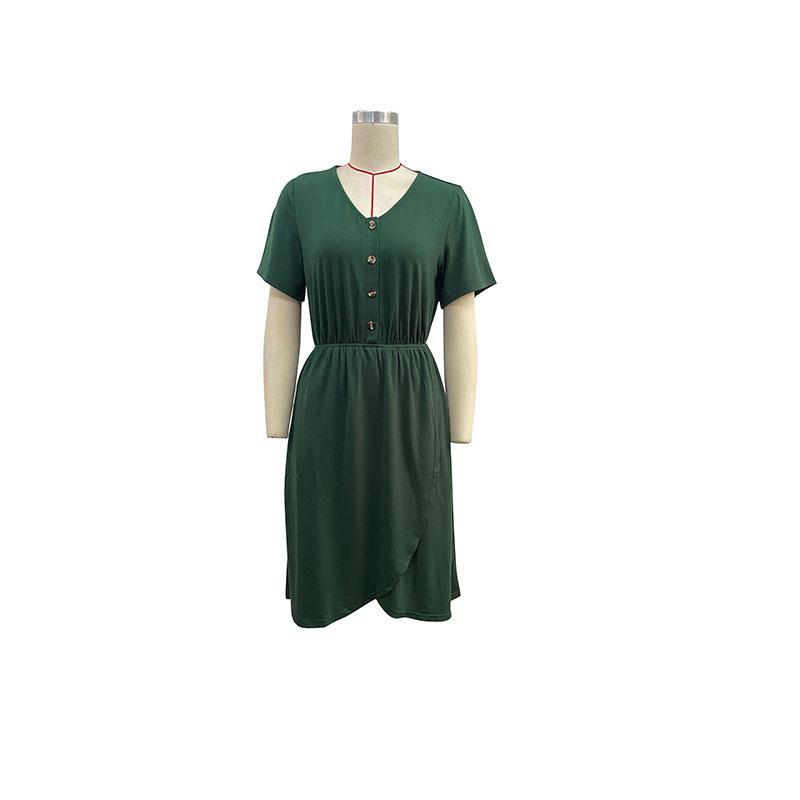 Summer Women's Sweetheart V Neck Solid Color Split  Short Sleeve A Line Dress