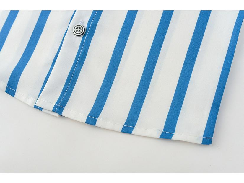 Boys' Striped Short-Sleeve Shirt & Overall Suit - European & American Style