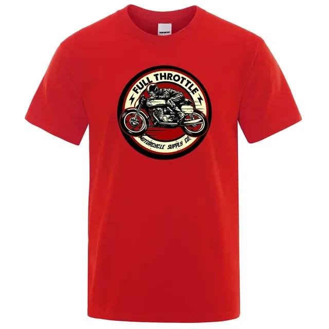 Men's Short Sleeve Loose Cotton T-shirt, Cafe Racer Full Acceleration, Rockabilly Printed Biker, Fashion Casual T-shirt Summer