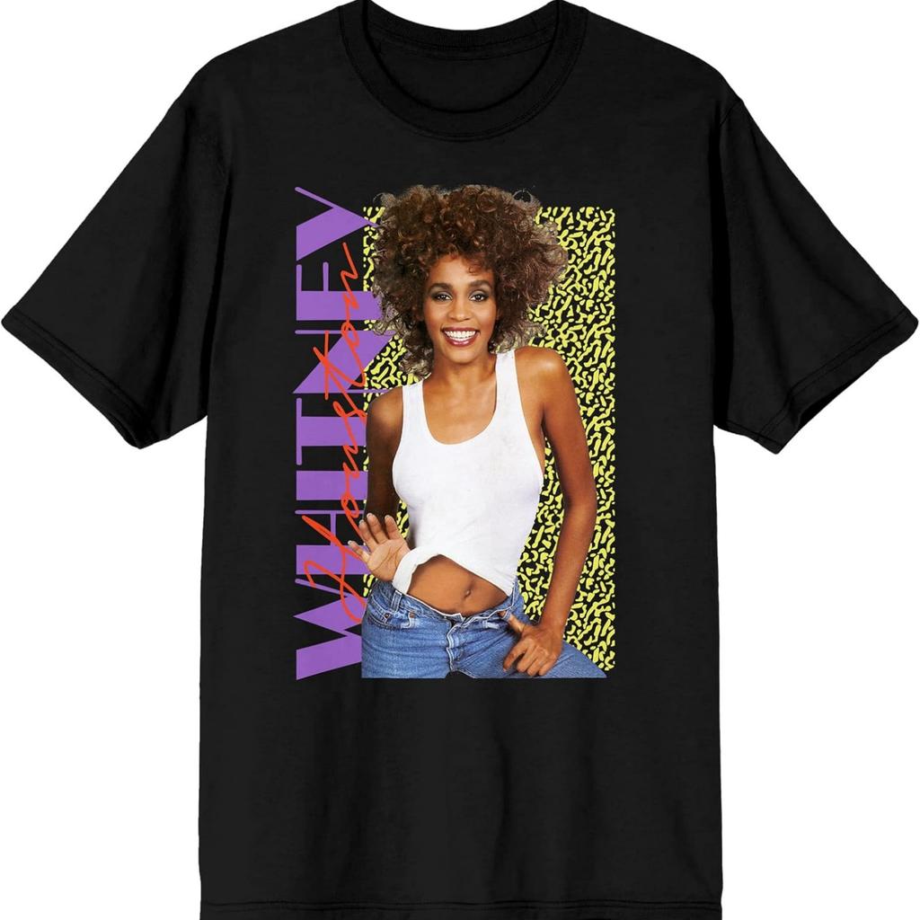 Bioworld Whitney Houston Jaren 90 Script Heren Zwart T-shirt