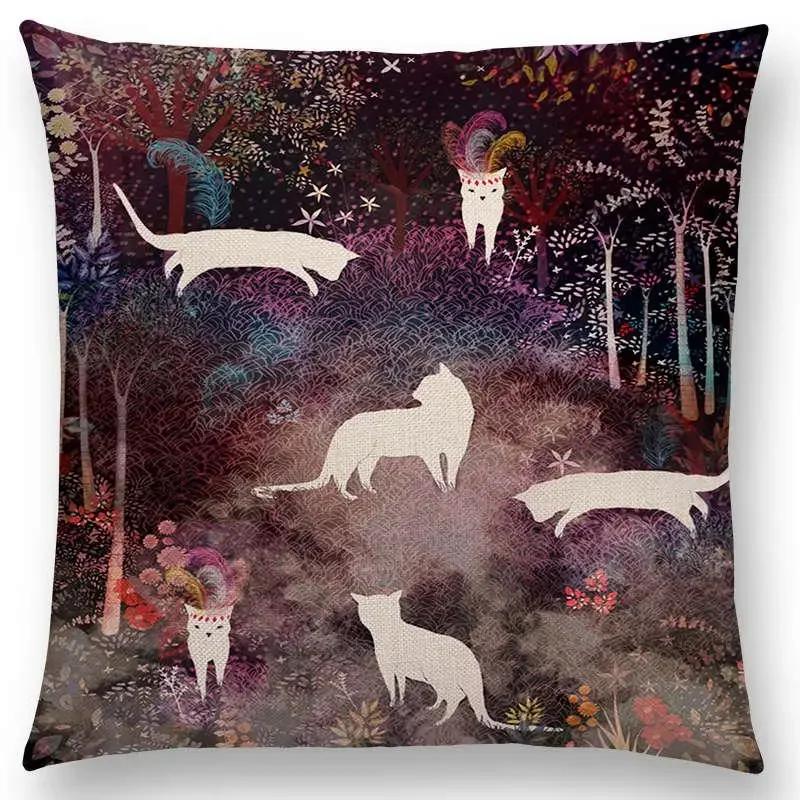 Newest Little Girl Cushion Cover Floral Pattern Dreamy Garden Fantasy Night Sofa Pillow Case For Girls