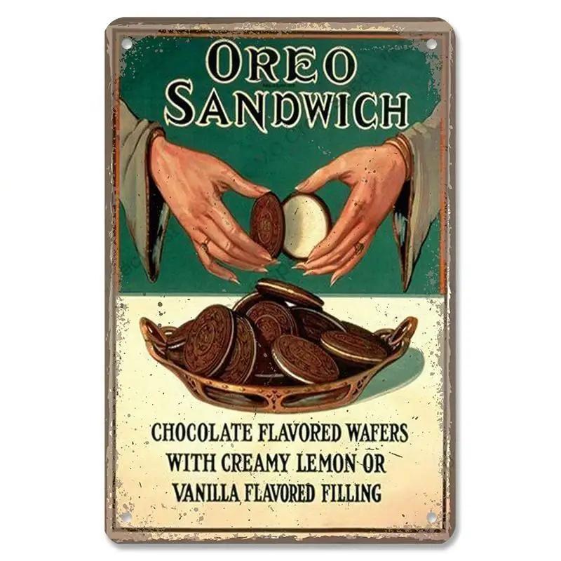Vintage Schokoladenkuchen Metallschild Leckeres Dessert Blechschild für Café Bäckerei Retro Wanddekor Heimdekor Poster P