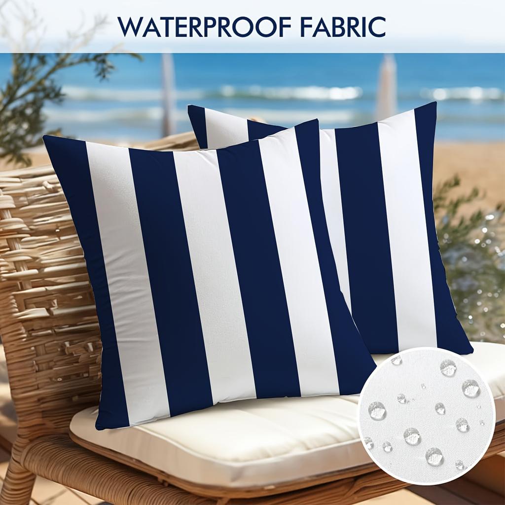 Waterproof Wave Width Bar Cushion Cover 30x50/45x45cm Island Holiday Lifestyle Outdoor Garden Chair Pillow Case Home Decoration