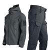 Military Shark Skin Soft Shell Suits Men Tactical Windproof Waterproof Jacket Men Army Combat Pants+ Mens Hooded Camping Coats