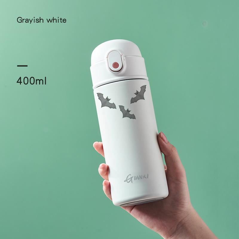 304 Stainless Steel Thermos Cup Halloween Home Party Bat Pattern Daily One Click Open Lid Sealed Leakproof Vacuum Cup