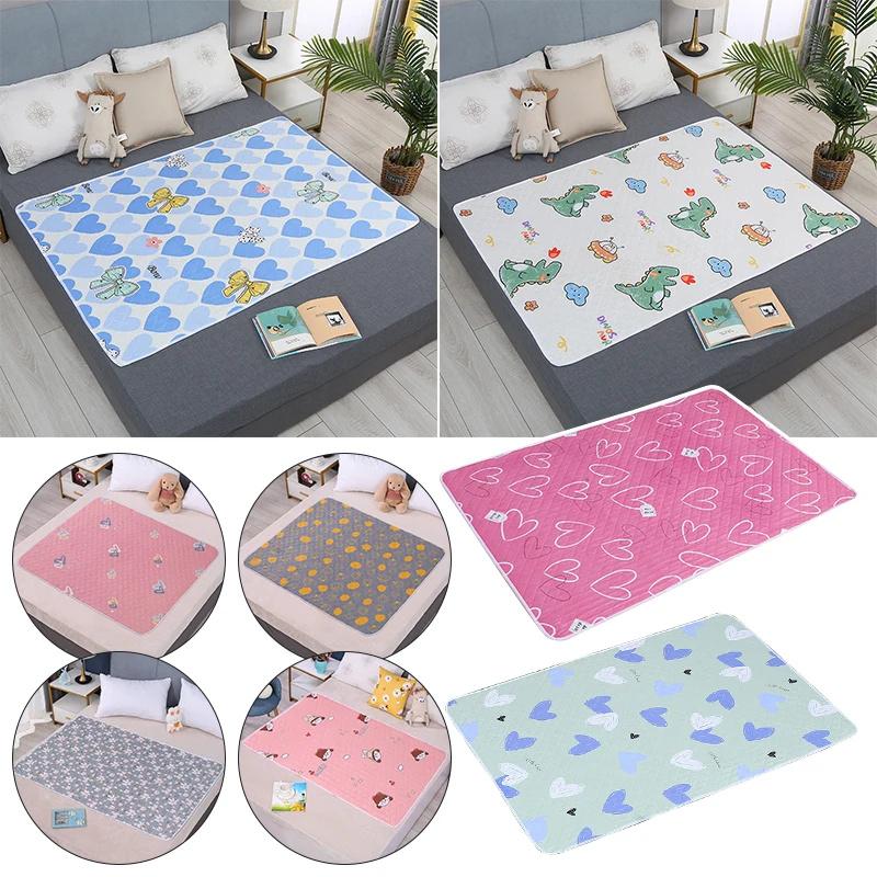 Waterproof Washable Mattress Urine Mat Cartoon Bed Protector Diaper Bedding Urine Pads Cloth Breathable Washable Incontinence Pads