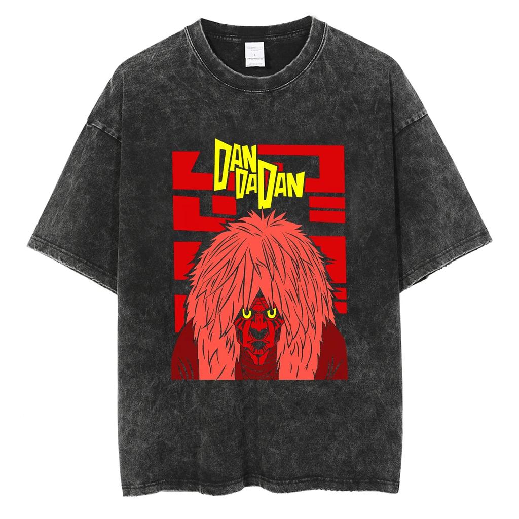 Tvättad japansk Anima Dandadan T-shirt Retro Y2k Kortärmad Harajuku Casual Bomulls-T-shirt Överdimensionerad Trendig Unisex T-shirt