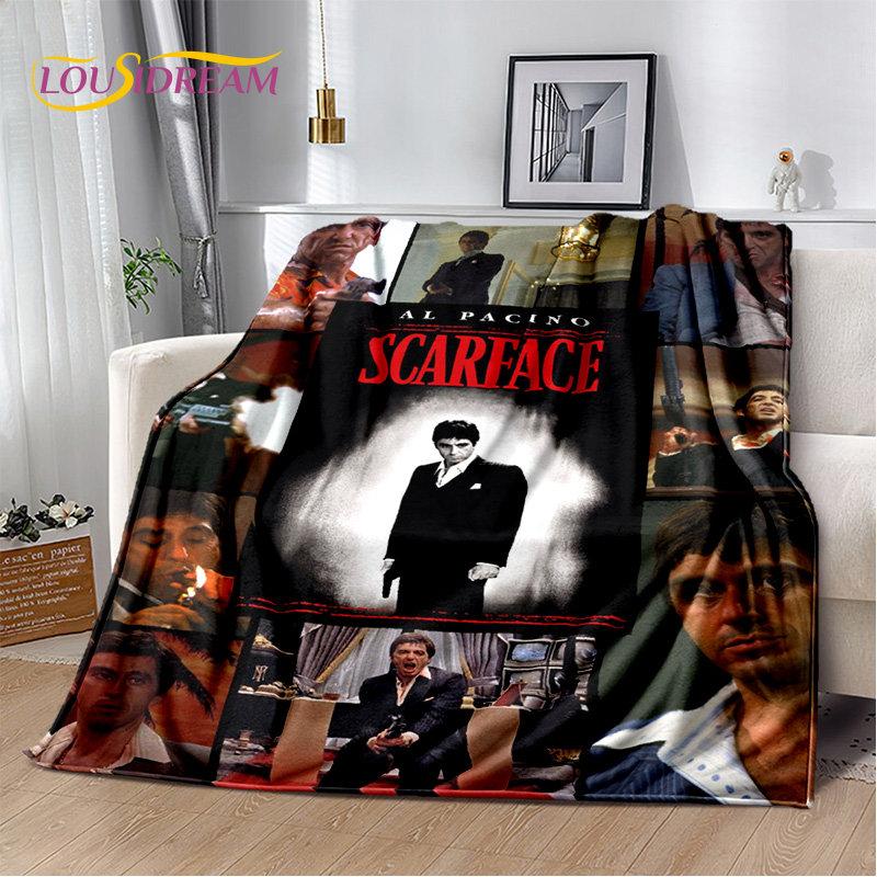 Film Scarface Tony 3D-Druck Weiche Plüschdecke, Flanelldecke Überwurfdecke für Wohnzimmer Schlafzimmer Bett Sofa Picknick Abdeckung