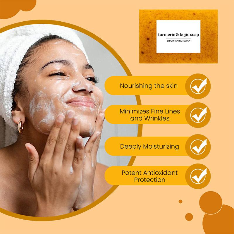 Savon de soin du corps au curcuma Savon Nettoie et élimine la graisse de la peau Contrôle de l'huile Prévient la peau sèche Savon de toilette Produits de soins du corps