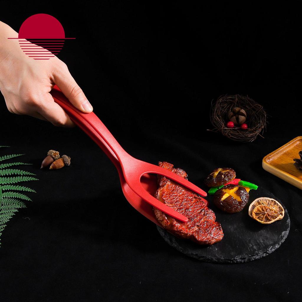Multifunctional 2-in-1 Silicone Spatula Grip Flip Tongs Heat-resistant Home Kitchen Cooking Steak Pancake Egg Spatula Clip