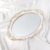 Entryway Hallway Mirror Plastic Framed Hanging Entry Lightweight Wall Mirror for Over Sink Golden Rectangle Tray
