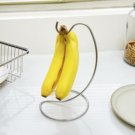 Banana Hanger, Stainless Steel with Hook Fruit Stand, Keep Bananas Free Longer, Space-Saving Rack for Kitchen Countertop