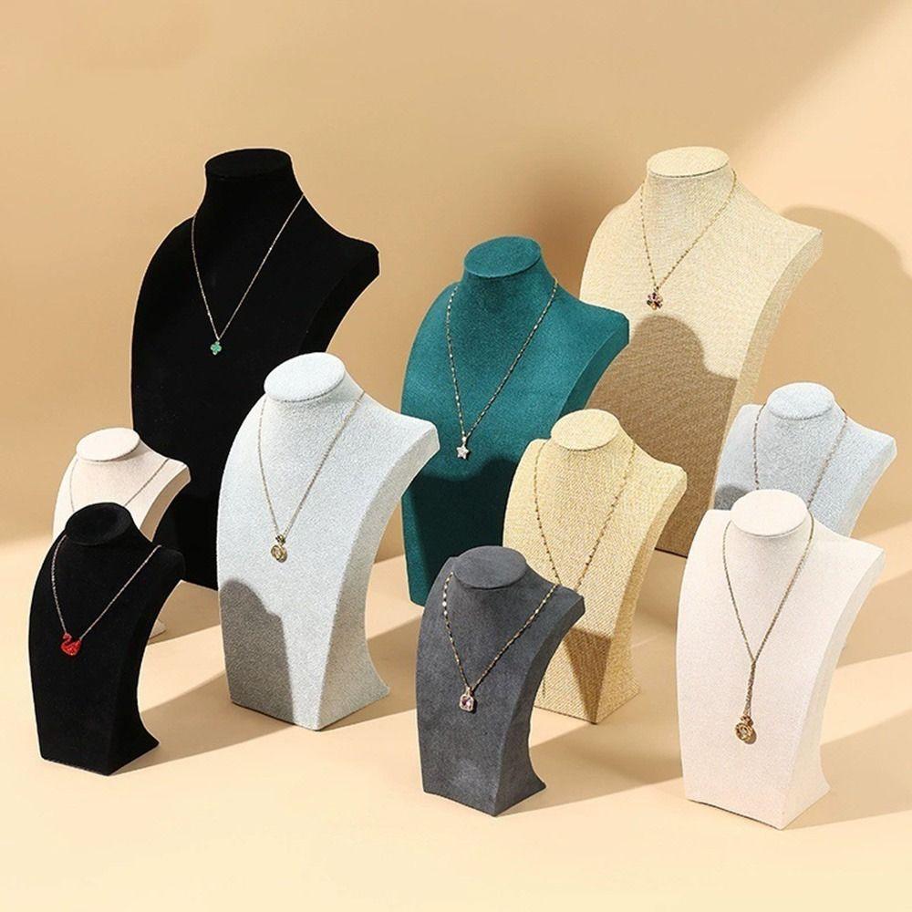 Mannequin Bust Necklaces Easel Showcase Velvet Jewelry Display Necklace Earrings Rings Pendant