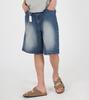 Beoteunseoul Fade Wash Bermuda Denim Pants (Medium Blue)