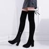 Moda 2024 Donna Nuova Moda Inverno Suola Spessa Tacco Alto Stivali alla Moda Donna Punta Quadrata Zip Laterale Monocolore Stivali Sopra il Ginocchio