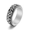 Men's Viking Rune Stainless Steel Rotating Ring Adjustable Norse Spinner Jewelry Black Retro Band Gift for Him