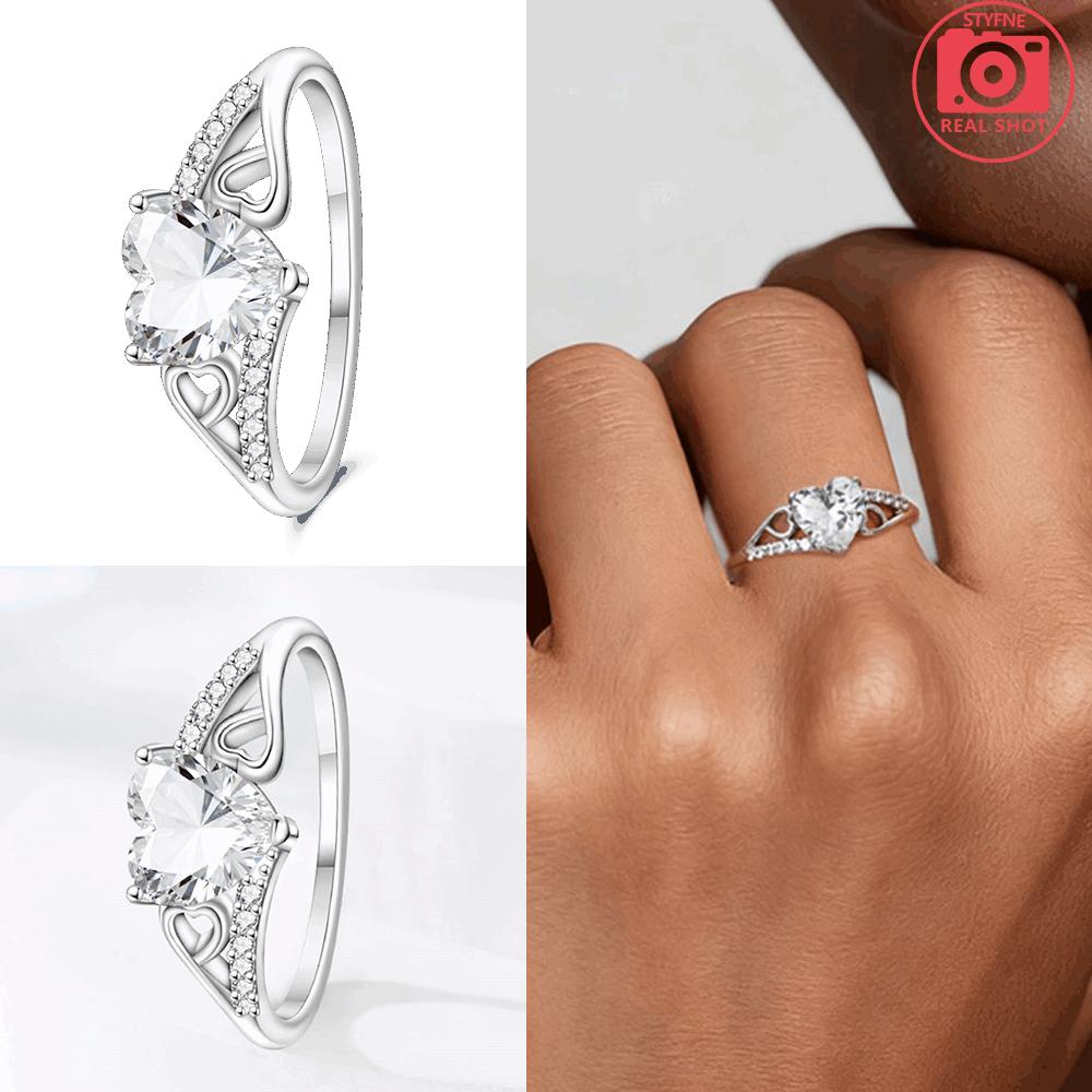 Authentic Ring Copper Copper White Zirconia Ring Teardrop Heart Square Ring Anniversary Fine Gift Accessory High Quality