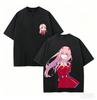 DARLING In the FRANXX Zero Two Anime Fans Washed TShirt AllSeason HighQuality Personalized Clothing Plus Size Unisex Tshirt