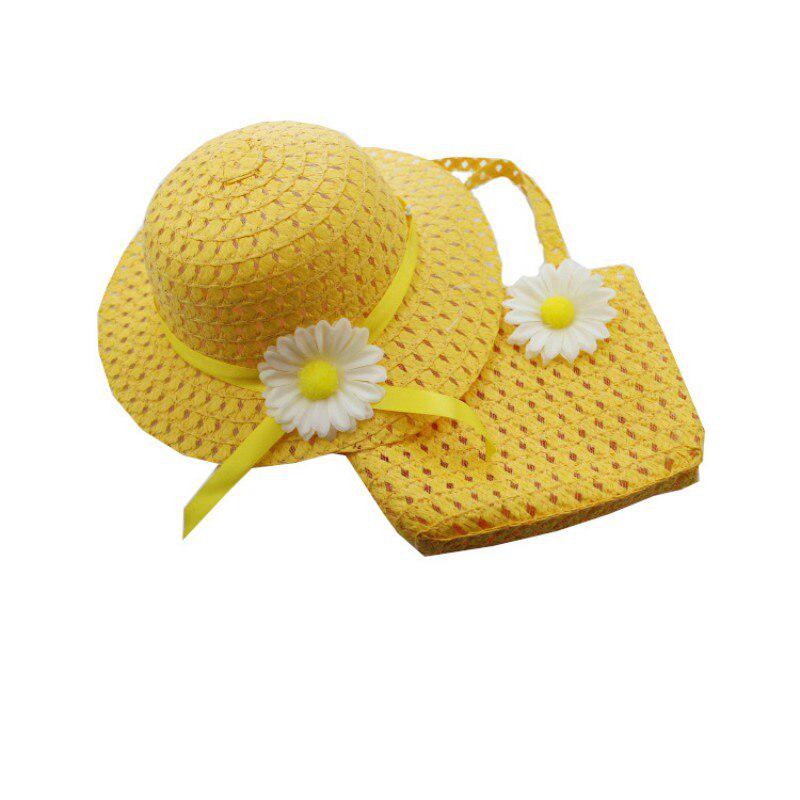 Fascino per bambini Principessa in paglia Cappello da spiaggia per bambina Cappello con fiori e borsetta Bella estate