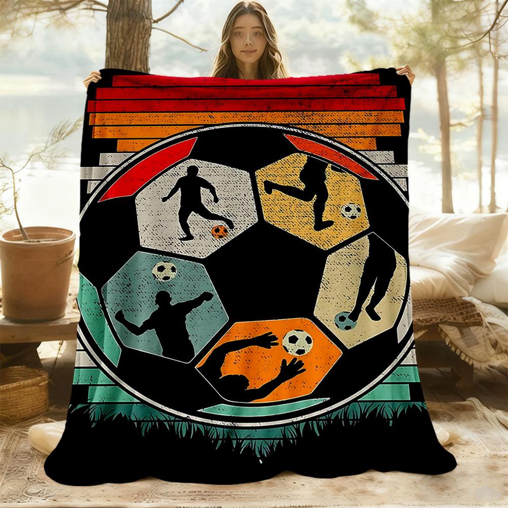 1 Stück Fußballspieler Outdoor-Decke Leichte Flanell, Weich & Warm, Ganzjahresnutzung für Sofa, Outdoor, Camping, Wohnzimmer, Büro087