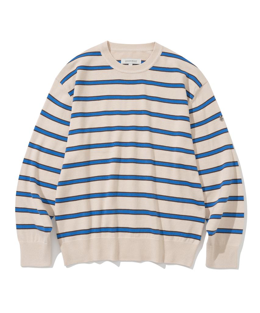 UNIFORM BRIDGE Stripe Crew Neck Knit Ivory