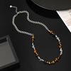 New Chinese Style Tiger Eye Stone Beaded Stitching Versatile Hip-hop Clavicle Necklace Pendant for Men and Women