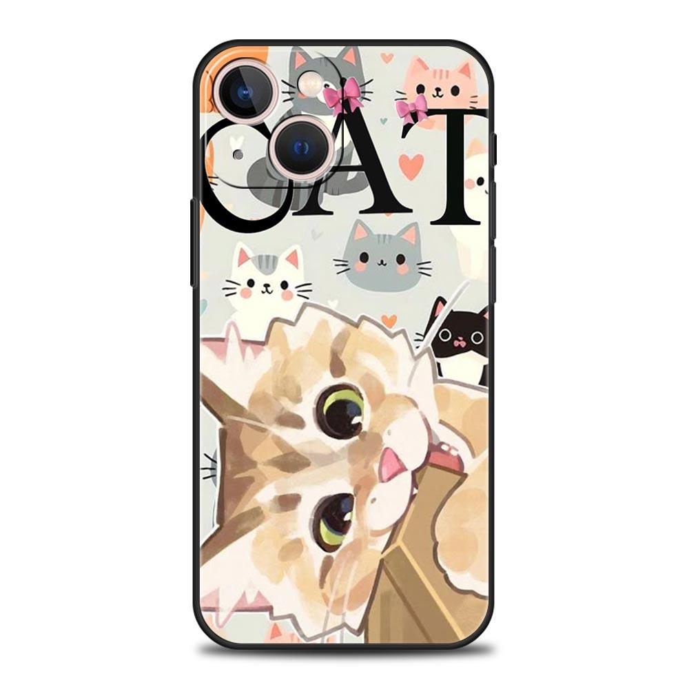 Abstraktes Kreatives Katzenlinienmuster Handyhülle Cover für iPhone 17 16 15 14 13 12 11 Pro Max 17Air Plus Stoßfeste Weiche TPU-Schale