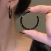 Premium Light Luxury Niche Black Crystal Earrings Niche Design Ins Cold Wind C Ring Earrings New Trendy Stud Earrings