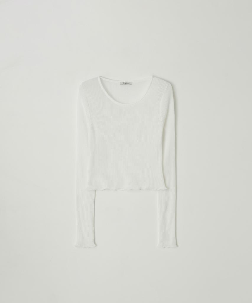 BUT'TON See-Through Long Sleeve Knit (Ivory)