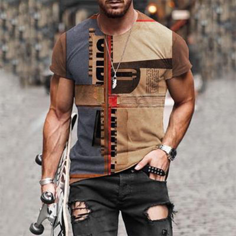 Featured Pattern Cool Print Retro Trend Summer Short Sleeve T-shirt Fashion Street 2023 New