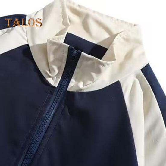 Hip Hop Jacket Patchwork Windbreaker Coats for Women Men Casual Zipper Stand-up Collar Block Outerwear for Spring Autumn Outdoor Sports Party