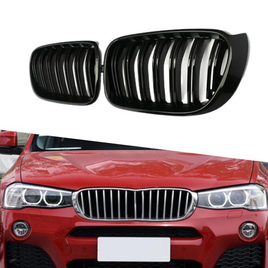 1 para błyszczące czarne przednie kratki nerkowe 51117338571 51117338572 51137367422 do BMW serii X3 X4 F25 F26 14-16