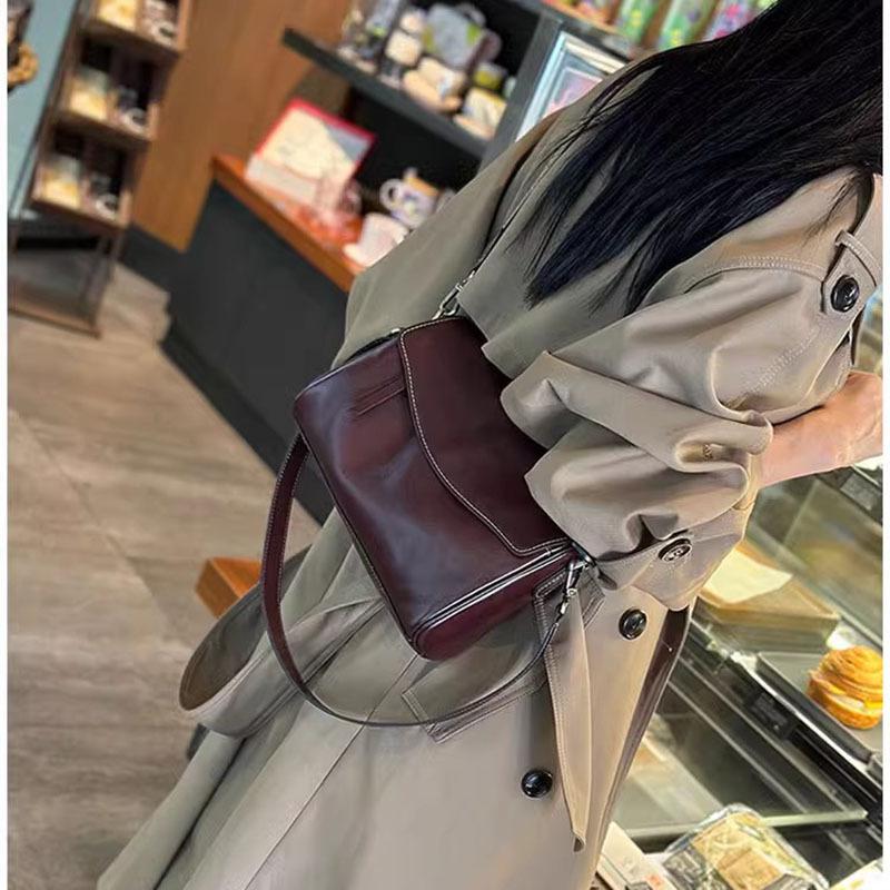 Women's Genuine Leather Bag, Casual Underarm Bag, Cowhide Retro Messenger Versatile Single Shoulder Women's Bag, High Sense